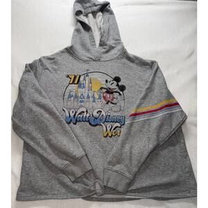 Disney Parks Mickey Mouse Walt Disney World Hoodie 2X Grey Tie-Front Pullover